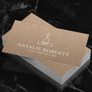 Cartão De Visita Logotipo de linha minimalista do instrutor Yoga Ru