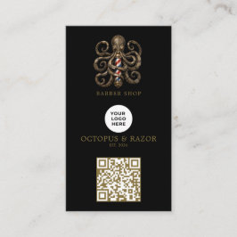 Cartão De Visita Logotipo de Loja de Barbeiro Polvo de Bronze Moder