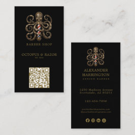 Cartão De Visita Logotipo de Loja de Barbeiro Polvo de Bronze Moder