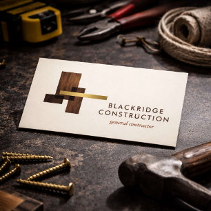 Cartão De Visita Logotipo de Madeira de Construção de Contrator Lux