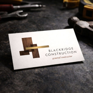 Cartão De Visita Logotipo de Madeira para Construção de Contrator L