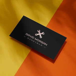 Cartão De Visita Logotipo de Mão de Obra em Brilho de Rosa Dourado