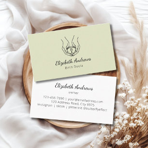 Cartão De Visita Logotipo de mãos minimalistas - Birth Doula, parte