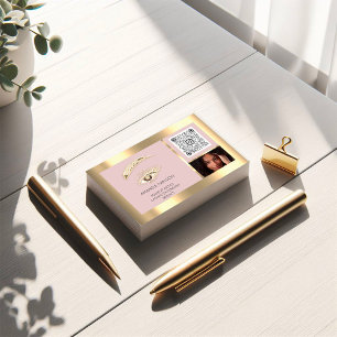 Cartão De Visita Logotipo de Maquiagem de Olimpíada Eyelash Castanh