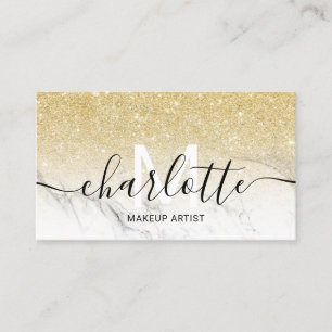 Cartão De Visita Logotipo de maquiagem do nome de mármore ombre gli