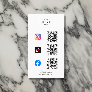 Cartão De Visita Logotipo de marca de código QR para mídia social
