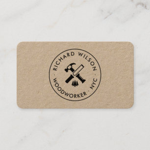 Cartão De Visita logotipo de marceneiro profissional preto moderno