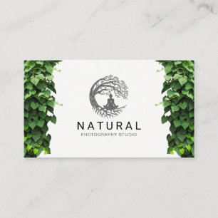 Cartão De Visita Logotipo de Meditação em Árvore Natureza   Folhas 