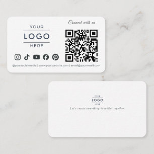 Cartão De Visita Logotipo de Mídia Social de Código QR Minimalista