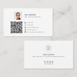 Cartão De Visita Logotipo de mídia social de foto de código QR co