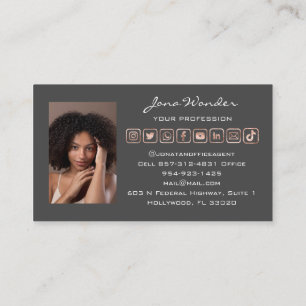 Cartão De Visita Logotipo de mídia social Foto QR Código Blogger Ro