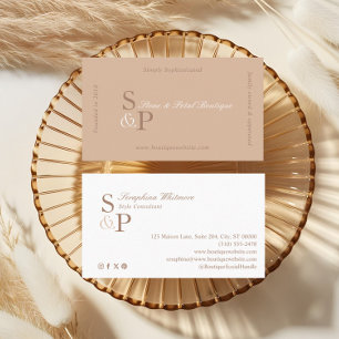 Cartão De Visita Logotipo de Monograma de Boutique Minimalista Chic