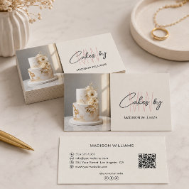 Cartão De Visita Logotipo de Monograma de Padaria Personalizada QR