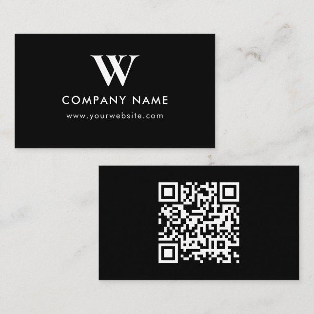 Cartão De Visita Logotipo de Monograma de Site Scaneável para Negóc (Frente/Verso)