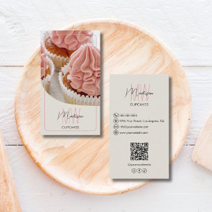 Cartão De Visita Logotipo de Monograma Personalizado Padaria QR
