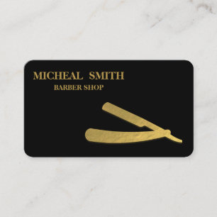Cartão De Visita Logotipo de Navalha de Barbeiro Minimalista Simple