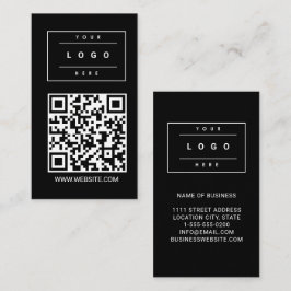 Cartão De Visita Logotipo de negócios preto personalizado e código 