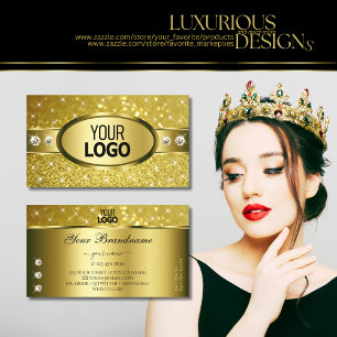 Cartão De Visita Logotipo de Ouros Luminosos com Brilho Dourado de 