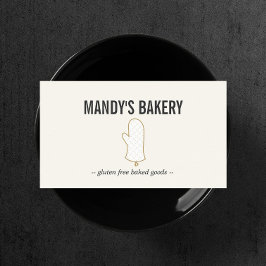 Cartão De Visita Logotipo de Oven Mitt Dourado em Marfim para padar