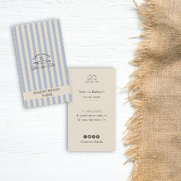 Cartão De Visita Logotipo de Padaria Azul Francês Vintage Elegante