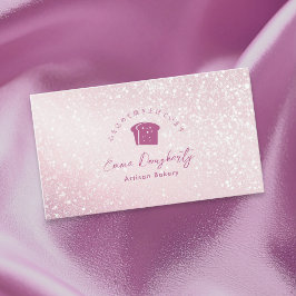 Cartão De Visita Logotipo de Padaria com Brilho Rosa