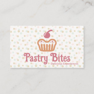 Cartão De Visita Logotipo de Padaria de Cupcake   Padrão de Pontos 