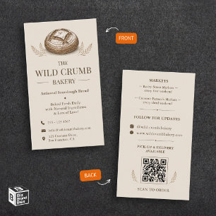 Cartão De Visita Logotipo de Padaria de Pão Artesanal Sourdough Rús