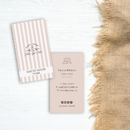Cartão De Visita Logotipo de Padaria Rosa Francês Vintage Elegante