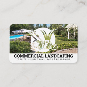 Cartão De Visita Logotipo de Paisagismo de Cortador de Grama   Quin