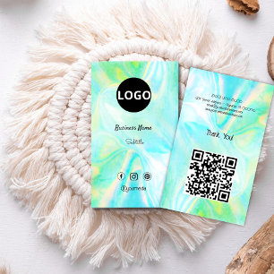 Cartão De Visita Logotipo de pedra opal holográfica personalizado