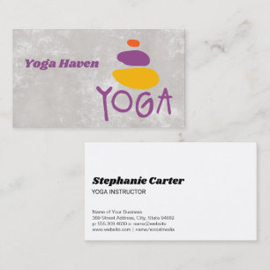 Cartão De Visita Logotipo de Pedras Empilhadas de Yoga Saúde Bem-