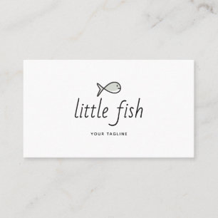 Cartão De Visita Logotipo de Peixe Pequeno Mínimo Desenhado à Mão M