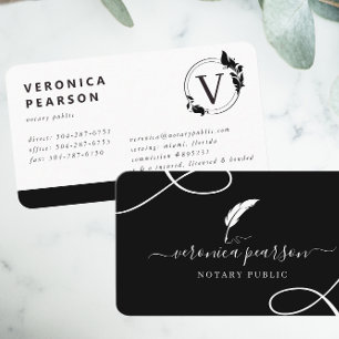 Cartão De Visita Logotipo de Pena de Agente de Assinatura Notarial