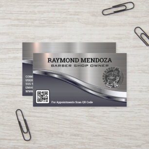 Cartão De Visita Logotipo de polo de barbeiro   Código QR   Semeado