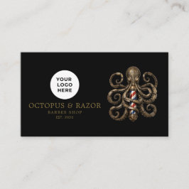 Cartão De Visita Logotipo de polvo de bronze de uma barbearia moder