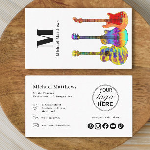 Cartão De Visita Logotipo de professor de guitarra e mídia social p