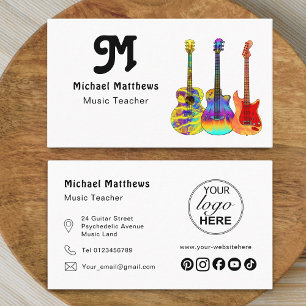 Cartão De Visita Logotipo de professor de música guitarra e mídia s