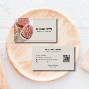 Cartão De Visita Logotipo de QR de Foto Personalizada de Confeitari