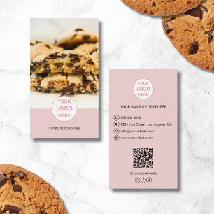 Cartão De Visita Logotipo de QR personalizado de foto cor-de-rosa d