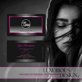 Cartão De Visita Logotipo de quadro cor-de-rosa de Ombro Preto e Br