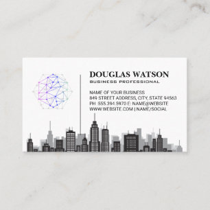 Cartão De Visita Logotipo de rede   Linha Skyline da Cidade