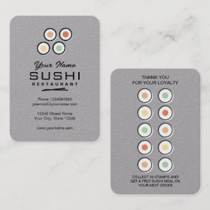 Cartão De Visita logotipo de restaurante de rolo de sushi selo de f