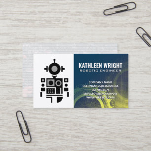 Cartão De Visita Logotipo de Robô Tecnologia Moderna IA