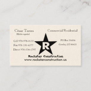 Cartão De Visita Logotipo de ROCKSTAR, construção de Rockstar, Eric