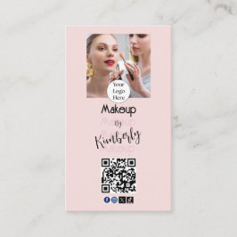 Cartão De Visita Logotipo de Rosto Cor-de-Rosa em Letra de Cursiva