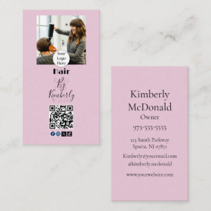 Cartão De Visita Logotipo de Rosto Cor-de-Rosa em Letra de Forma QR