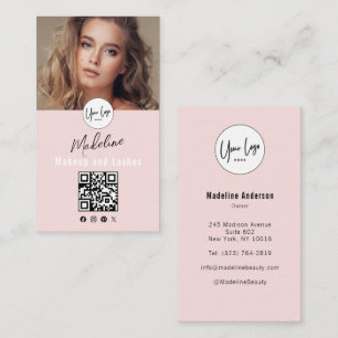 Cartão De Visita Logotipo de Rosto Corado em Script Código QR Foto
