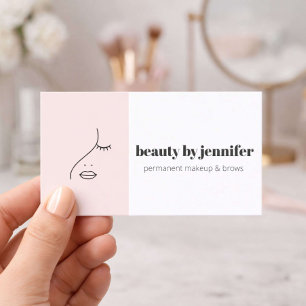 Cartão De Visita Logotipo de Rosto Minimalista Artista de Maquiagem