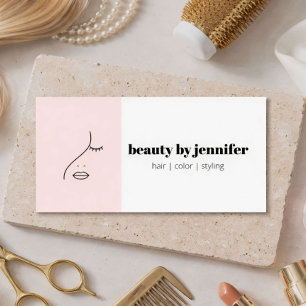 Cartão De Visita Logotipo de rosto minimalista estilista de cabelo 