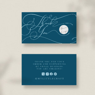 Cartão De Visita Logotipo de Roteiro Elegante Obrigado Pequena Marc